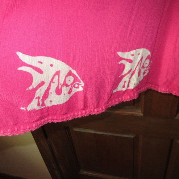 NEW PINK Rayon Fish Dress Medium ISLAND STUFF - Picture 2 of 5